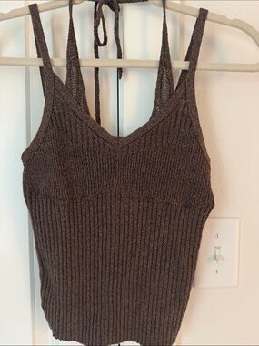 pistola Brown Ribbed V-Neck Knit Tank